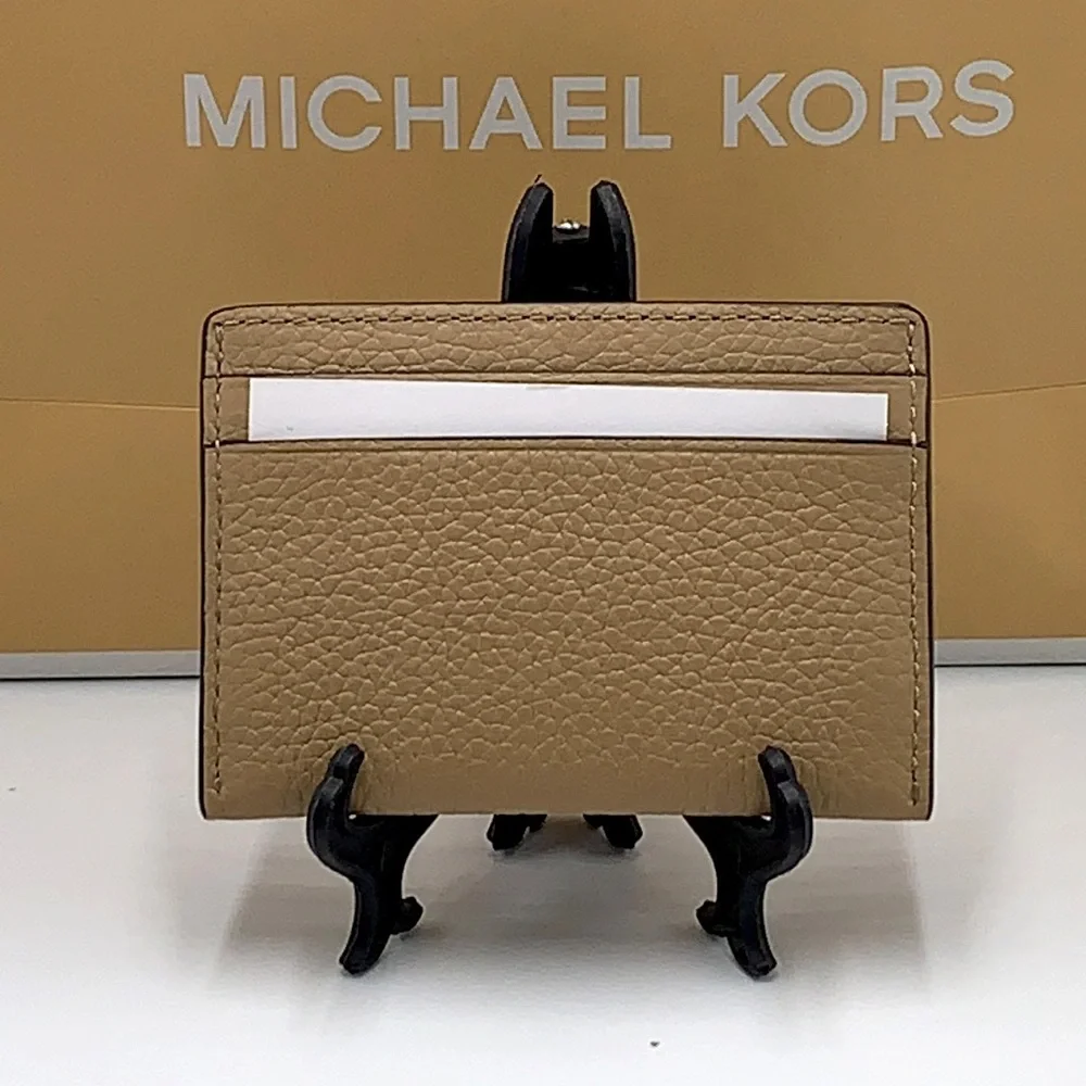 MICHAEL KORS Reed Large Pebbled Leather Card Holder Case Wallet COLOR: CAMEL